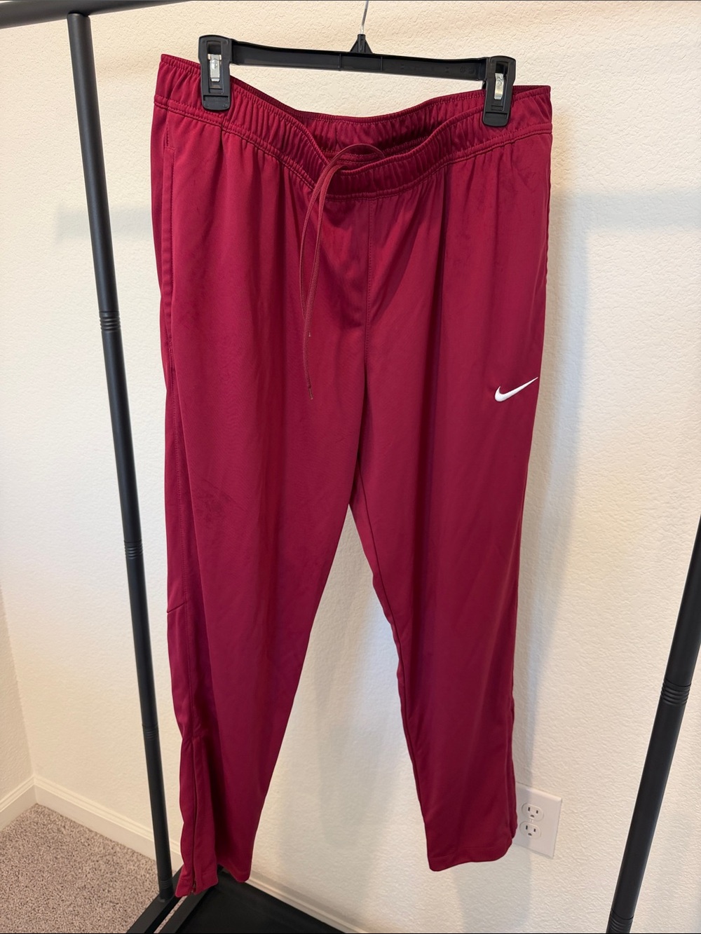 Nike Maroon Women's Athletic Tackpants with White Swoosh